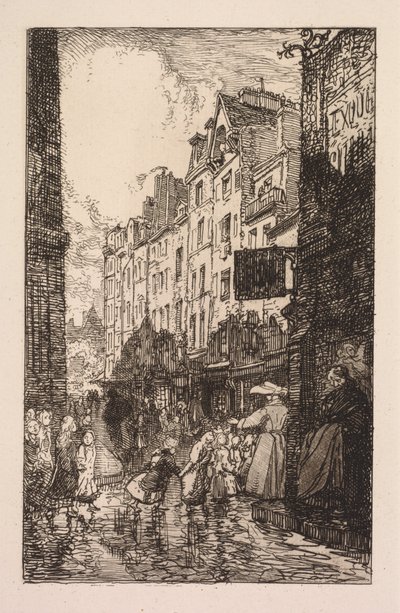 拉比夫尔（LaBiévre），圣戈维斯（Les Gobelins），圣塞维林（Saint-Séverin）：圣塞维林（Saint-Séverin）区：圣塞维林（La Rue desPrêtresSaint-Séverin）， 作者 奥古斯特·路易斯·勒佩尔