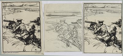 英国机枪手，1914年。 作者 奥古斯特·路易斯·勒佩尔