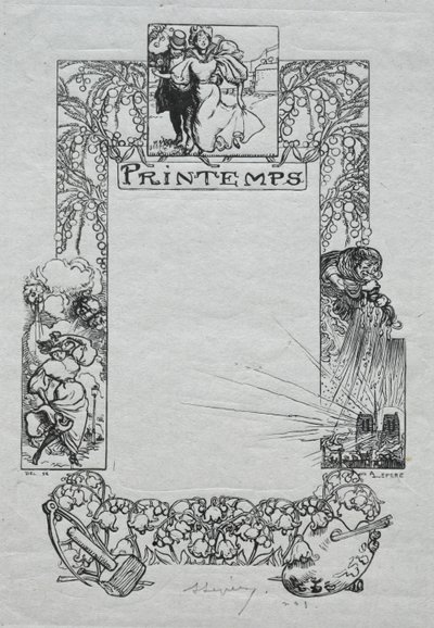 巴黎年历，1897年：装饰边框，1897年春天。 作者 奥古斯特·路易斯·勒佩尔