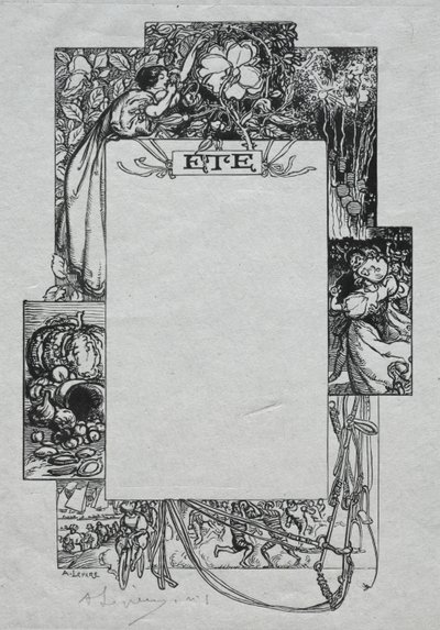 巴黎年历，1897年：装饰边框，1897年夏天。 作者 奥古斯特·路易斯·勒佩尔