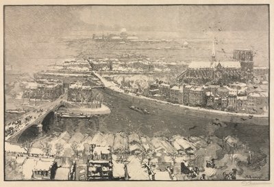 雪下的巴黎，1890年。 作者 奥古斯特·路易斯·勒佩尔