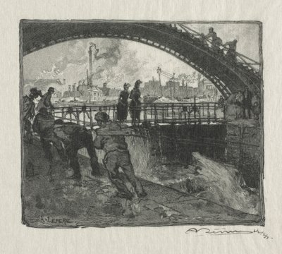 圣马丁运河船闸，1890年。 作者 奥古斯特·路易斯·勒佩尔