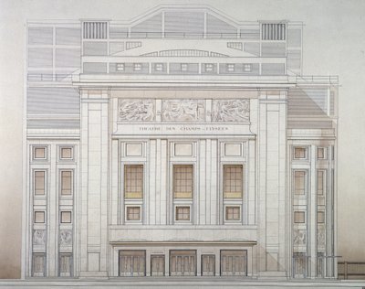 香榭丽舍大街剧院：外墙 - Perret 项目 作者 奥古斯特·佩雷