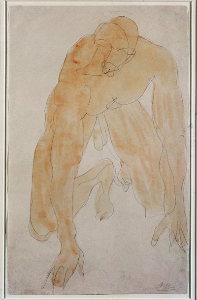 跪着的人（水彩 作者 Auguste Rodin