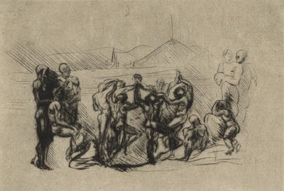 该回合，c.1883（干点） 作者 奥古斯特·罗丹（Auguste Rodin）