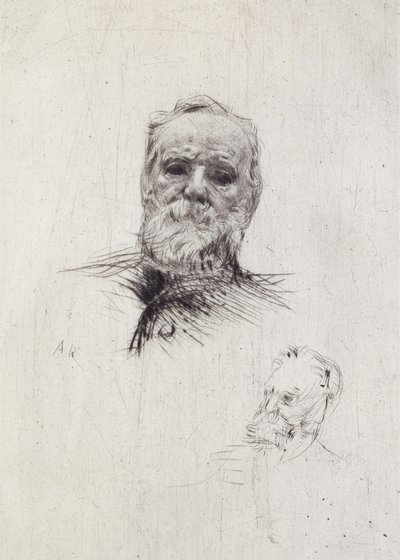 维克多·雨果的肖像（1802-85）（litho） 作者 奥古斯特·罗丹（Auguste Rodin）