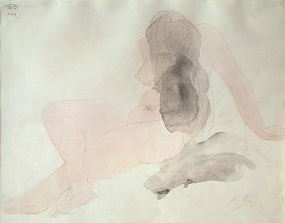 坐着披着头发的裸体 作者 Auguste Rodin