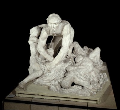 乌戈林乌戈林（Ugolino della Gherardesca伯爵），比萨的暴君，祖国的叛徒，身边有四个孩子。但丁-阿利吉耶里（1265-1321）的《神曲》（La Divina Commedia）中唤起的地狱人物。奥古斯特-罗德的雕塑 作者 奥古斯特·罗丹（Auguste Rodin）