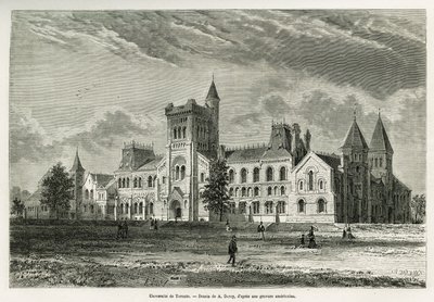 多伦多大学，由A.Deroy绘制，用于说明H.de Lamotte于1873年到加拿大和北红河游览的故事。雕刻于《世界之旅》。 作者 奥古斯特·维克多·德罗伊