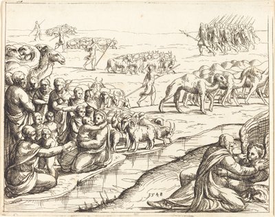 雅各布与天使的搏斗。 作者 奥古斯丁·赫希沃格尔