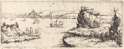 有帆船的风景[底板]，1546年。 作者 奥古斯丁·赫希沃格尔