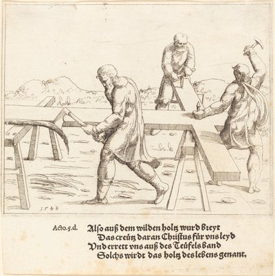 十字架的准备》，1548年。 作者 奥古斯丁·赫希沃格尔