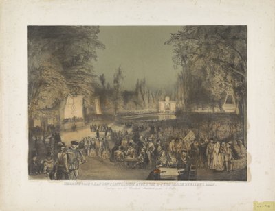 纪念 1856 年 6 月 19 日的节日之夜。在 Nieuwe Baan（物品上的标题） 作者 P. Blommers (Steendrukkerij van)