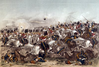 巴拉克拉瓦之战。 1854年10月25日苏格兰格雷斯的精彩指控，由奥古斯都巴特勒雕刻，1855年1月6日由伦敦斯坦纳德和迪克森出版 作者 Augustus Butler