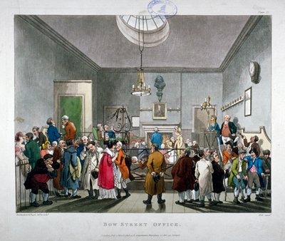 伦敦威斯敏斯特鲍街警察法庭，1808年 作者 奥古斯都·查尔斯·普金，托马斯·罗兰森