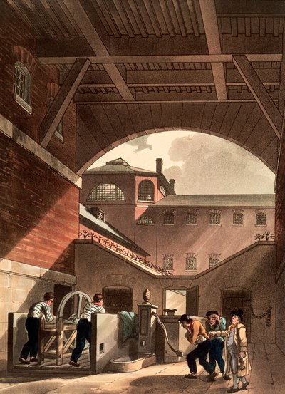 伦敦Cold Bath Fields监狱的水机，1808年 作者 奥古斯都·查尔斯·普金，托马斯·罗兰森