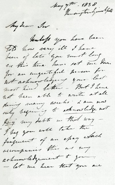 1838年5月7日，奥古斯都·沃尔·卡考特（Augustus Wall Callcott）的来信 作者 Augustus Wall Callcott