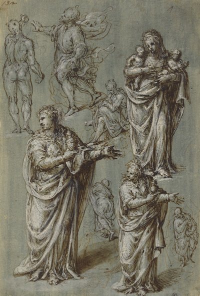 各种人物的研究表 作者 奥雷利奥·路尼（Aurelio Luini）