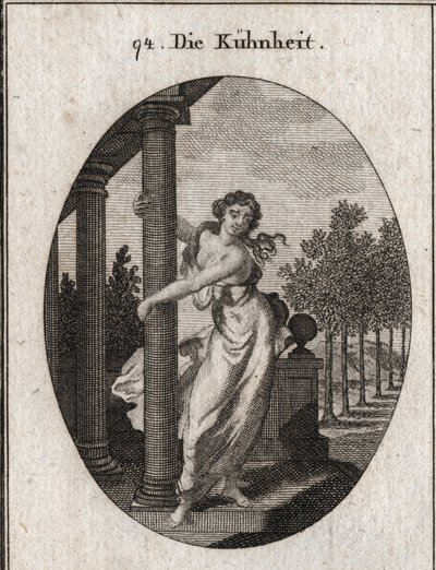 Allegory of audacity that embraces a column supporting a building, while trying to bring it down; Engraving in “” Iconologie oder Ideen aus dem Gebiete der Leidenschaften und Allegorien bildich dargestellt fur Zeichner, Mahler, Dichter, Gelehrte, Erzieher  作者 奥地利学派