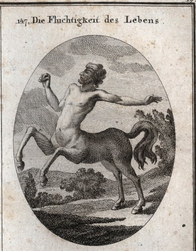 Allegory of the velocity of human life represented by a Centaur. Engraving in “” Iconologie oder Ideen aus dem Gebiete der Leidenschaften und Allegorien bildich dargestellt fur Zeichner, Mahler, Dichter, Gelehrte, Erzieher und freunde Hoherer Geschmacksbil 作者 奥地利学派