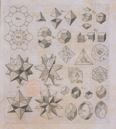 几何形状，来自Harmonices Mundi by Johannes Kepler（1571-1630），发表于1619年的林茨 作者 Austrian School