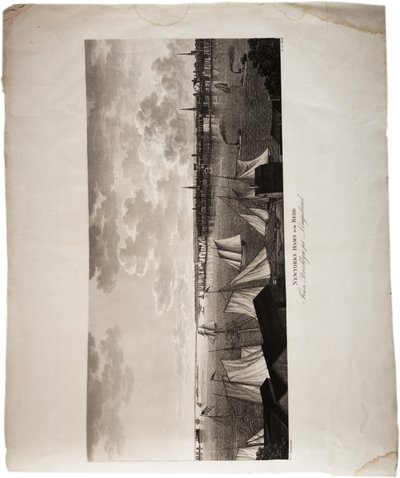 纽约港，从布鲁克林到长岛，来自美国的地图集，1824年（aquatint） 作者 阿克塞尔·莱昂哈德（Axel LeonhardKlinckowström）