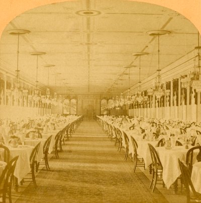 1882年，萨拉托加大联盟饭店大宴会厅，世界上最大的饭厅。 作者 BW基尔本