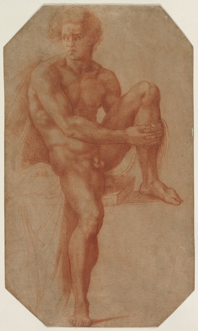 坐着的男性裸体，约1516-1520年。 作者 巴乔·班迪内利（Baccio Bandinelli）