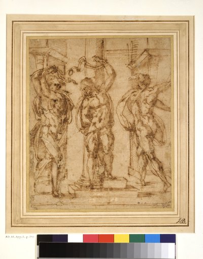 鞭痕（笔和纸上的棕色墨水） 作者 巴乔·班迪内利（Baccio Bandinelli）