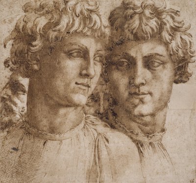 青年团长的两项研究，约1550年 作者 巴乔·班迪内利（Baccio Bandinelli）