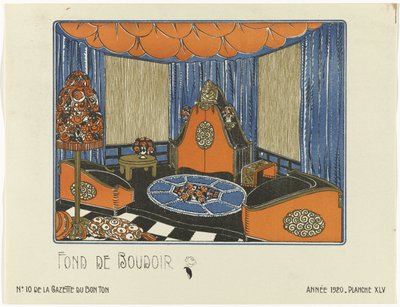 Gazette du Bon Ton》，1920 年 - 第 10 期，第 XLV 插图：Fond de Boudoir（标题在实物上） 作者 无名氏