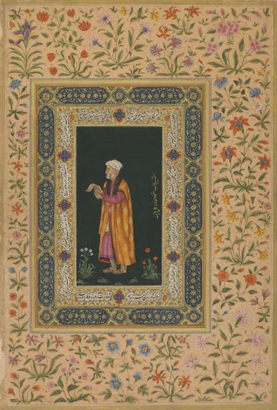 莫卧儿王朝Itimad Al-dawla肖像（不透明的水彩和纸上的金色） 作者 Balchand（到达）