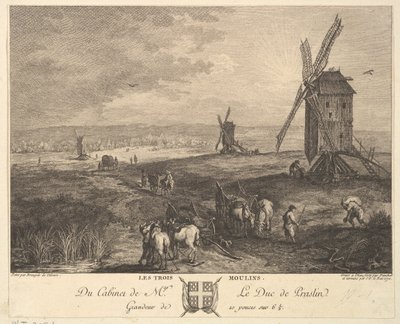 三座风车》（Les Trois Moulins），根据P.公爵的收藏画作，1772年。 作者 巴尔塔萨·安东·邓克