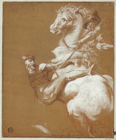 骑士与步兵之间的战斗 作者 Balthasar Permoser