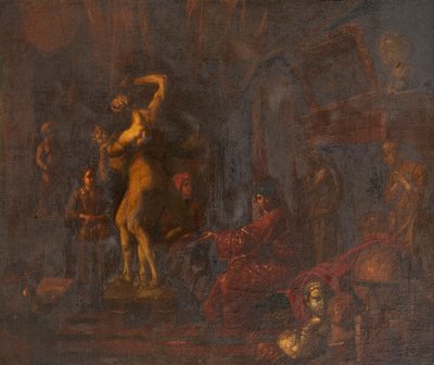 在艺术家的工作室（布面油画） 作者 Balthasar van den (attr.to) Bossche
