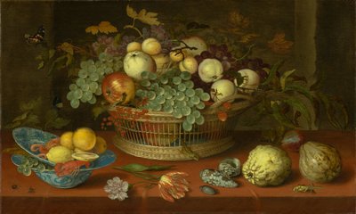 静物与篮子的水果，1622年 作者 Balthasar van der Ast