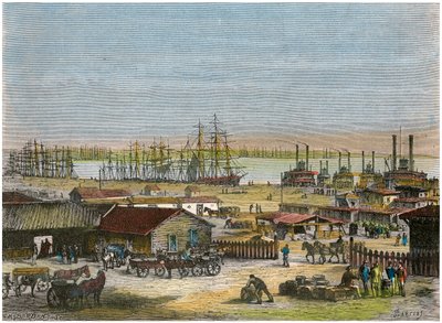 密西西比河，美国路易斯安那州新奥尔良市，约1880年 作者 巴班特