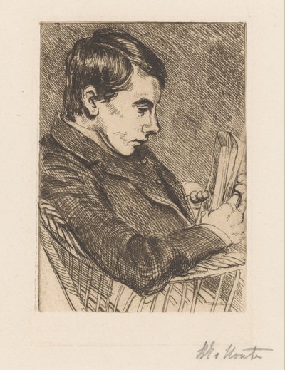 H.W. Mouton 的肖像与书籍 作者 Barbara Elisabeth van Houten（艺术家签名）
