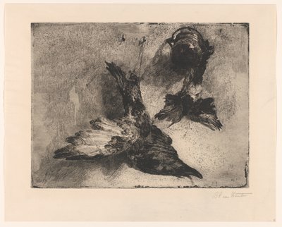 两只悬挂的死鸟 作者 Barbara Elisabeth van Houten（艺术家签名）