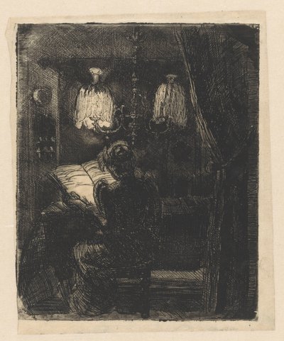 Sientje Mesdag-van Houten 在桌边阅读 作者 芭芭拉·伊丽莎白·范·豪顿