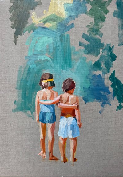 苦乐参半 2》，2025 年，亚麻布油画 作者 芭芭拉·霍格维根（Barbara Hoogeweegen）