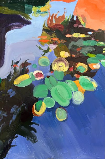 下面有什么》，2024 年，油画板 作者 Barbara Hoogeweegen