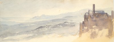 风景：悬崖上的房子（编织纸上的水彩和石墨） 作者 芭芭拉·利·史密斯·博迪雄