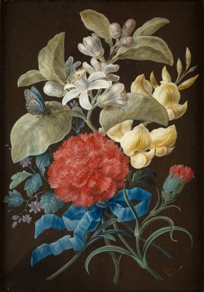 四幅静物蝴蝶画（水粉画在纸上铺在面板上） 作者 芭芭拉·里贾纳·迪茨施