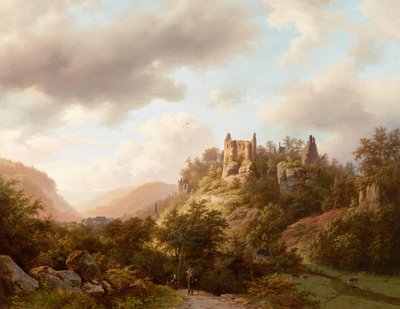 拉罗切特城堡的景色，1848年。 作者 巴伦德·科尼利斯·科克科克（Barend Cornelis Koekkoek）