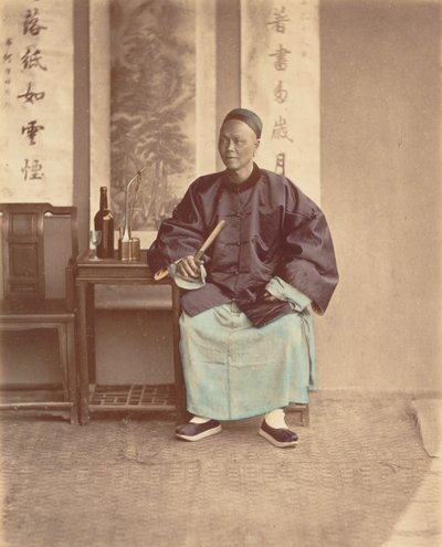 [带扇子的坐着的中国女人]，1870年代。 作者 雷蒙德·冯·斯蒂夫男爵