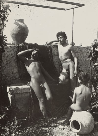 [三个男孩在花园里] 作者 威廉·冯·格洛登男爵