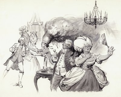点燃的假发（纸上水粉画） 作者 巴里·林克莱特