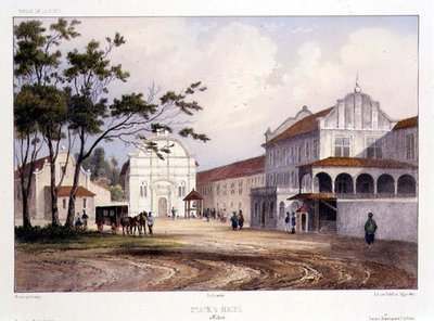 马六甲的国家宫，由阿尔弗雷德-莱昂-勒梅西尔雕刻，约1840年（手绘石印）。 作者 巴泰勒米（后）洛弗涅