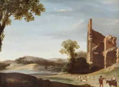 风景与古典遗址和人物，c.1630（铜上油画） 作者 巴托洛缪斯·布伦伯格